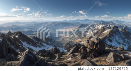 壯觀的雪山和山谷全景 | 捕捉自然規模的壯麗景觀素材 127129735