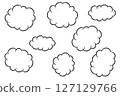 A set of fluffy cloud illustration icons that can be used for speech bubbles. 127129766