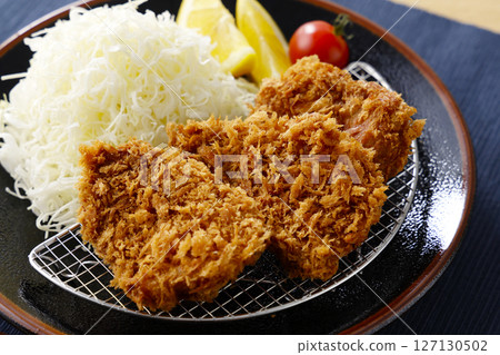 Delicious pork fillet cutlet served on a plate 127130502