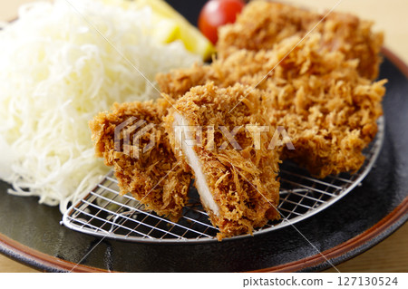 Delicious pork fillet cutlet served on a plate 127130524