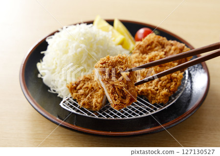 Delicious pork fillet cutlet served on a plate 127130527