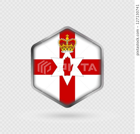 Northern Ireland Flag Icon in Hexagon Shape. Northern Ireland Flag Icon in Hexagon Shape. 127130741