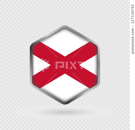 Northern Ireland Flag in Hexagon Shape. Northern Ireland Flag in Hexagon Shape. 127130742