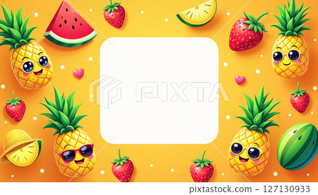 Fun, colorful fruit illustration. 127130933