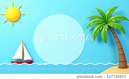 Tropical beach scene. 127130935