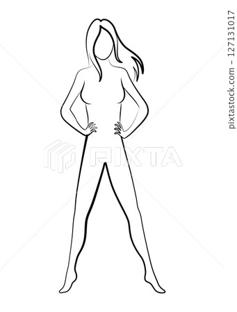 Female silhouette. Woman body outline icon. Girl figure in line style. Sign for wellness center, sport or beauty salon and spa. Vector isolated illustration Female silhouette. Woman body outline icon. Girl figure in line style. Sign for wellness center, sport or beauty salon and spa. Vector isolated illustration 127131017