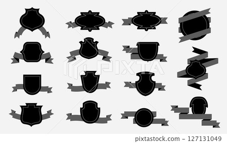 Badge Set Design featuring a sophisticated Ribbon to symbolize accomplishment 127131049