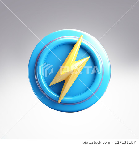 Cute 3d lightning icon on white background. 127131197