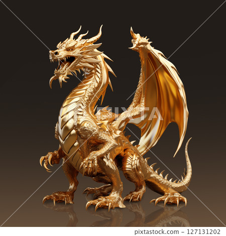 Golden dragon, beautiful and luxurious, cute 3D picture. Golden dragon, beautiful and luxurious, cute 3D picture. 127131202