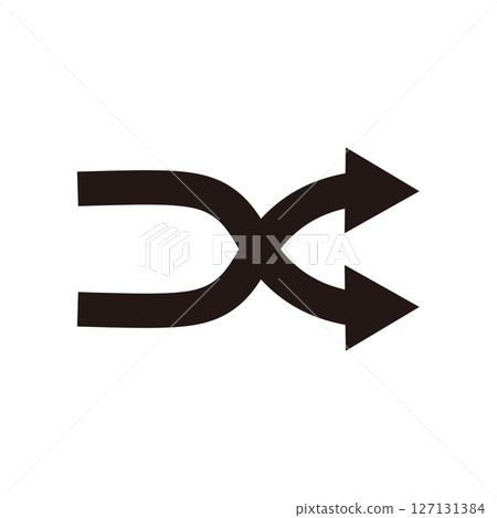 Simple two crossed arrows icon illustration 127131384