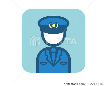 警官簡單的方形彩色插圖圖標 127131460