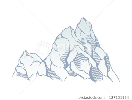 Mountain climbing route to top rock with red flag on peak. Business journey path in progress, way to success or concept of goal. Vector illustration Mountain climbing route to top rock with red flag on peak. Business journey path in progress, way to success or concept of goal. Vector illustration 127131524