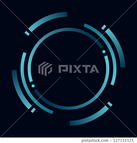Hud round frame or border, sci fi circular neon element for digital ui game interface. Futuristic data UI display button. Vector radar for aim control target and navigation 127131525