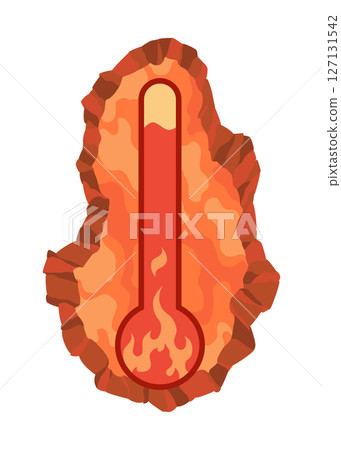 Global warming concept with thermometer. Climate change and environmental urgency theme. Perfect for awareness campaigns. Cartoon vector illustration Global warming concept with thermometer. Climate change and environmental urgency theme. Perfect for awareness campaigns. Cartoon vector illustration 127131542