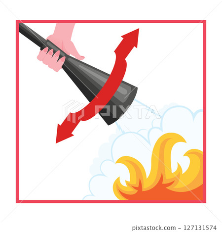 Fire extinguisher instruction. Fire prevention and extinguishing tips. Safety Information, poster or banner for website. Cartoon flat vector illustrations isolated on blue background Fire extinguisher instruction. Fire prevention and extinguishing tips. Safety Information, poster or banner for website. Cartoon flat vector illustrations isolated on blue background 127131574
