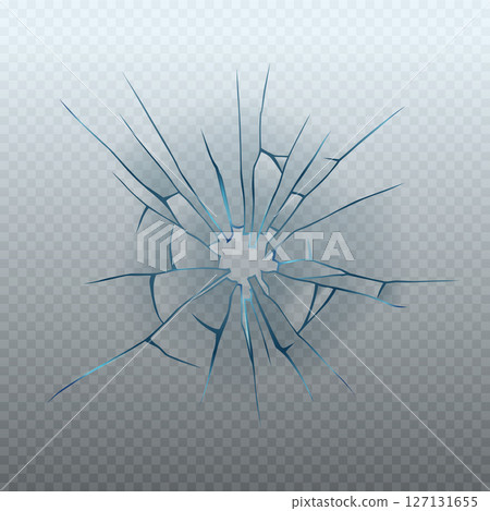 Realistic glass crack isolated on transparent background. Vector illustration of broken window, monitor display, gadget screen, car windshield, gunshot effect. Accident design element Realistic glass crack isolated on transparent background. Vector illustration of broken window, monitor display, gadget screen, car windshield, gunshot effect. Accident design element 127131655