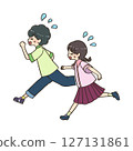 Boy and girl running at full speed 127131861