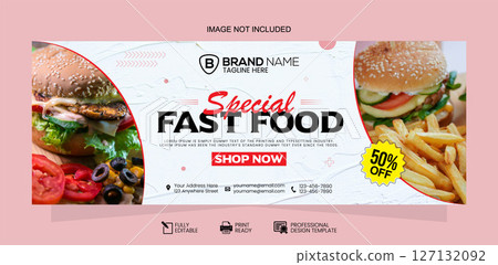 Special Fast Food Banner 50 Percent Off Shop Now Template Banner Design 127132092