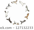 Set of long-haired cats jumping in a circle 127132233