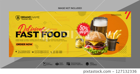 Delicious Fast Food Banner 50 Percent Off Order Now Template Banner Design 127132336