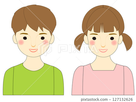 微笑的男孩和女孩的插圖集 127132626