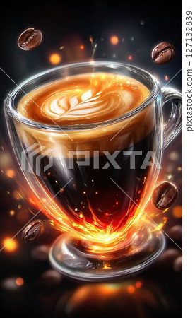 flying delicious coffee espresso illustration 127132839