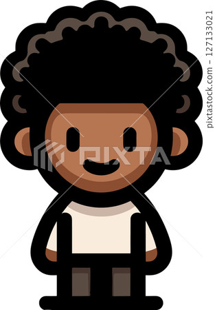一個有著非洲式頭髮的男人的簡單插圖 127133021