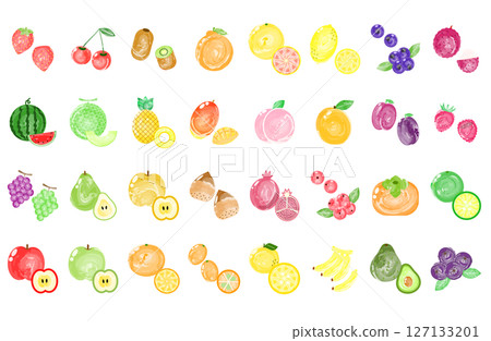 Watercolor fruit illustration set Watercolor fruit illustration set 127133201
