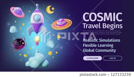 3d Cosmic Travel Begins Realistic Simulation Flexible Learning Concept Ads Banner Promotion Poster Card Cartoon Design Style. Vector illustration 3d Cosmic Travel Begins Realistic Simulation Flexible Learning Concept Ads Banner Promotion Poster Card Cartoon Design Style. Vector illustration 127133239