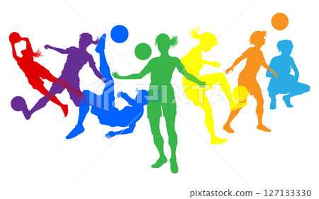 Soccer Female Football Women Players Silhouettes 127133330
