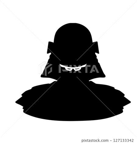 身穿盔甲的武士的單色剪影插圖 身穿盔甲的武士的單色剪影插圖 127133342