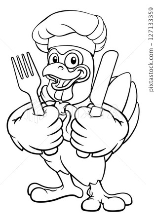 Chicken Chef Cartoon Rooster Cockerel Bird Mascot 127133359