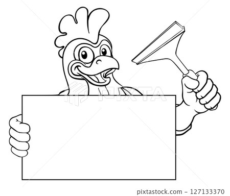 Window Cleaner Chicken Rooster Car Wash Mascot 127133370