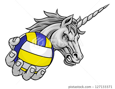 Unicorn Horse Volleyball Sports Team Mascot 127133371