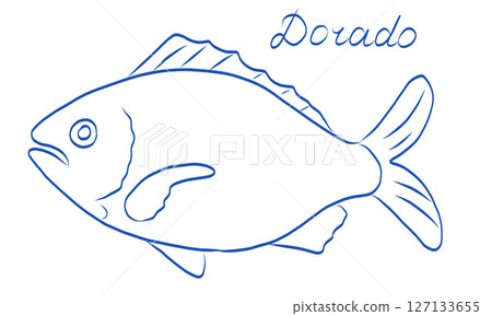 An Exquisite Dorado Fish Illustration  A Stunning Aquatic Culinary Delicacy to Admire 127133655