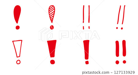 Handwritten exclamation mark red set Handwritten exclamation mark red set 127133929