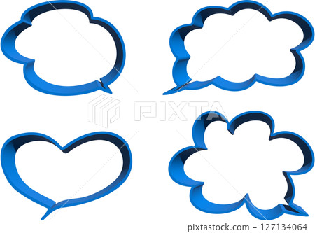 3D線框藍色、語音泡泡和心臟 3D線框藍色、語音泡泡和心臟 127134064