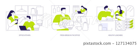 Lunchtime at work isolated cartoon vector illustrations se 127134075