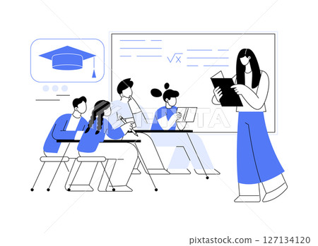 Secondary education teacher isolated cartoon vector illustrations. 127134120