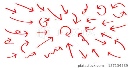 Illustration material: Hand-drawn vector arrow set Hand drawn cute vector 127134389
