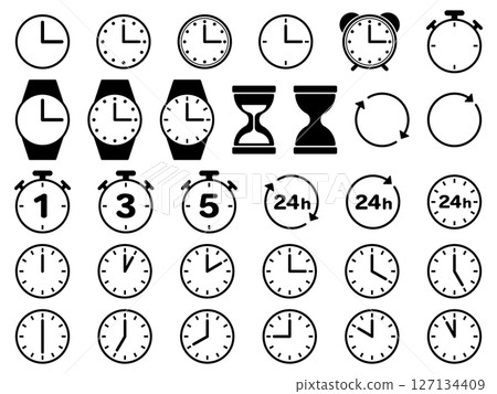 Time icon set of 31 types, monotone 127134409