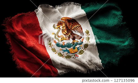 An artistic depiction of the Mexican flag shows the iconic eagle emblem, symbolizing national pride and patriotism within the country's rich heritage An artistic depiction of the Mexican flag shows the iconic eagle emblem, symbolizing national pride and patriotism within the country's rich heritage 127135096