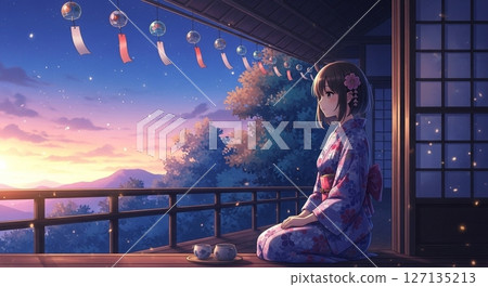 The sound of the wind, memories of dusk - A bob-haired girl in a yukata The sound of the wind, memories of dusk - A bob-haired girl in a yukata 127135213
