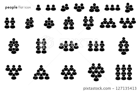 人物圖示組 1 至 9 人向量黑色 127135413