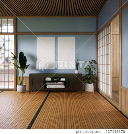 Cabinet wooden design on white room interior modern style.3D rendering 127135670