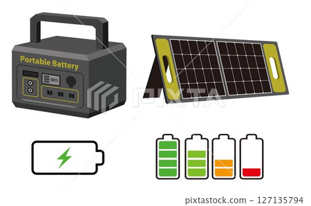行動電源、太陽能板、充電標記 127135794