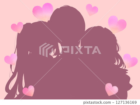 Man being held by two women Silhouette Heart 127136169