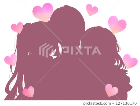 Man being held by two women Silhouette Heart 127136170