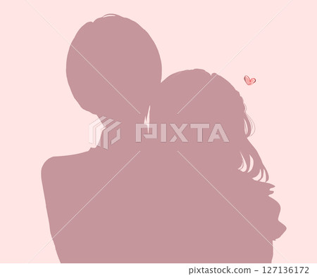 站在旁邊的一名女子和一名男子的輪廓 127136172