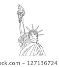 Statue of Liberty half body with style lines, National symbol of America New York 127136724